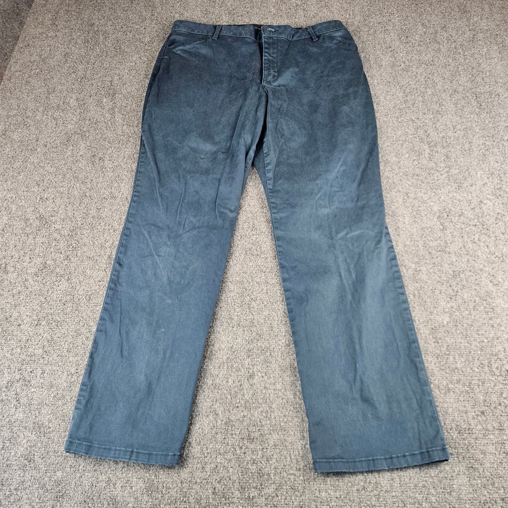 Lee Relaxed Fit‎ Straight Leg Mid Rise Pants Womens 12 Short Navy Blue 4631241